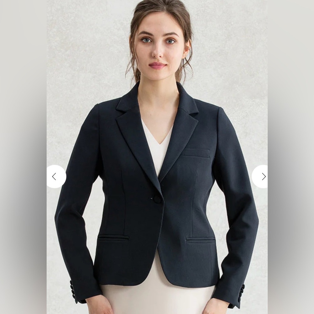 Kayme Japan Tailored Stretch Suit Navy Blazer Wrinkle-free Machine Washable US 2
